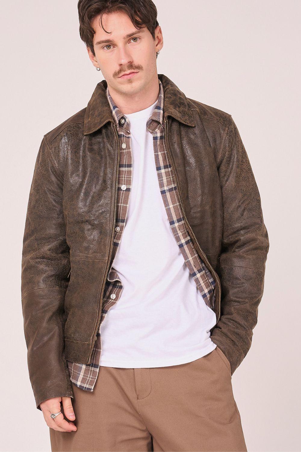 Real Leather Harrington by BARNEYS ORIGINALS