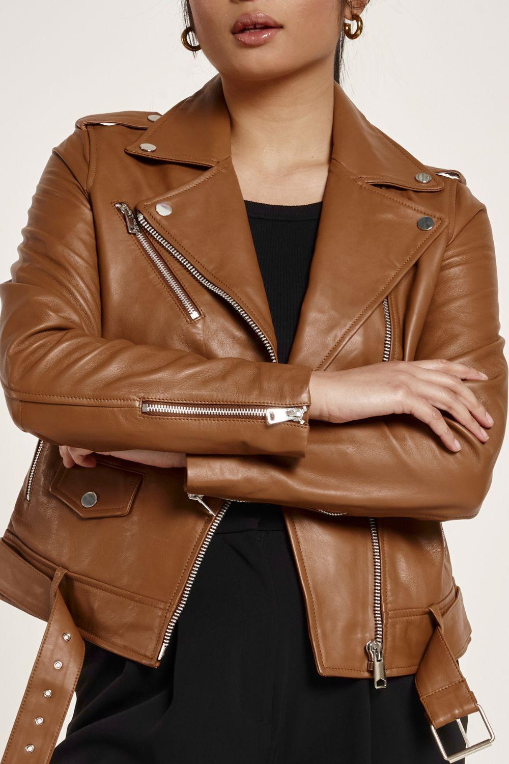 Tan Real Leather Biker by BARNEYS ORIGINALS