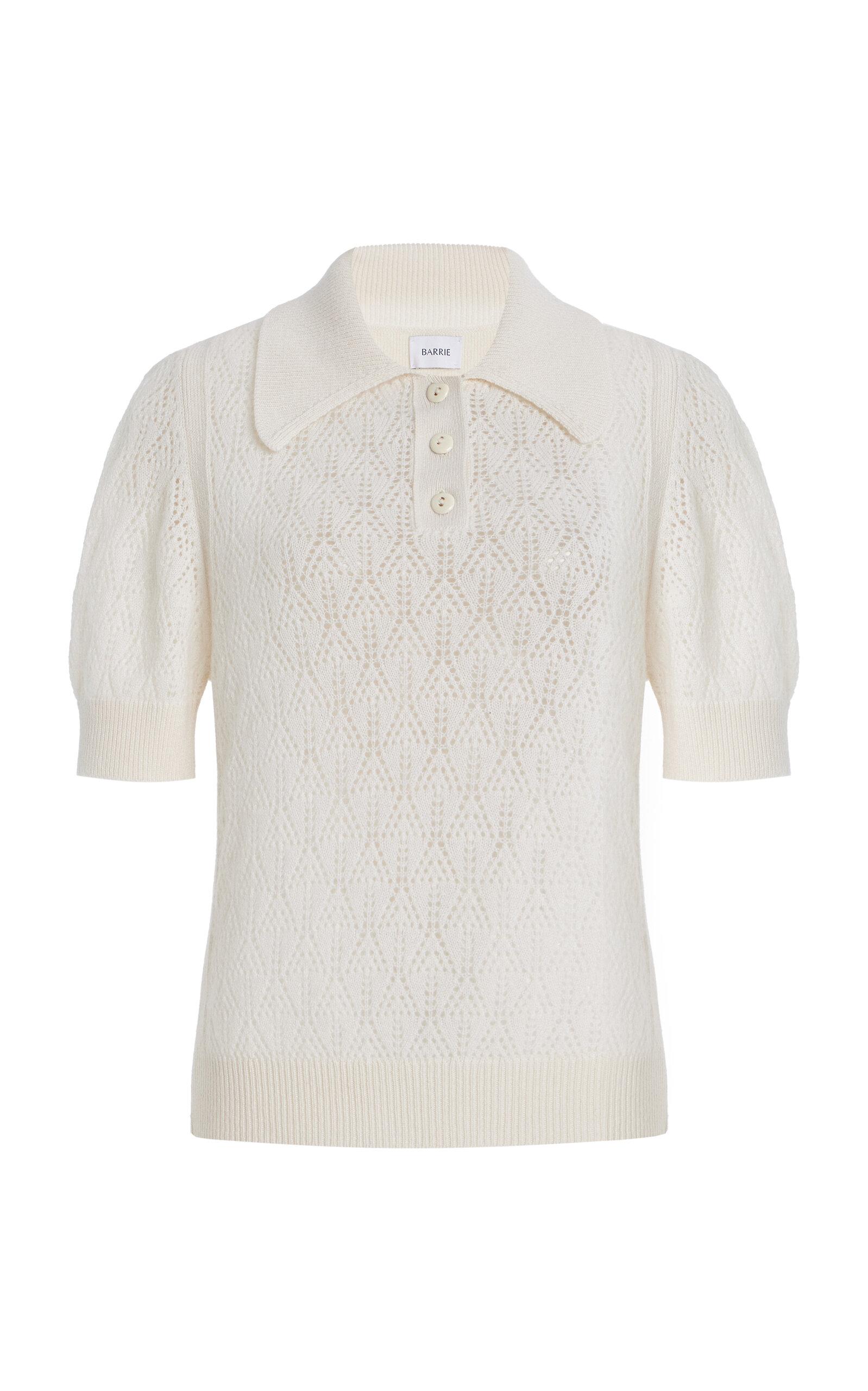 Barrie Scallop-Knit Cashmere Polo Top -oda Operandi by BARRIE