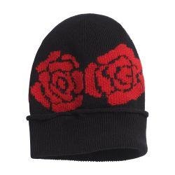 Beanie in cashmere and wool with a rose motif by BARRIE