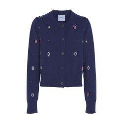 Cardigan in cashmere and cotton with floral motif by BARRIE