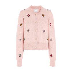 Cashmere and cotton cardigan with floral motif by BARRIE
