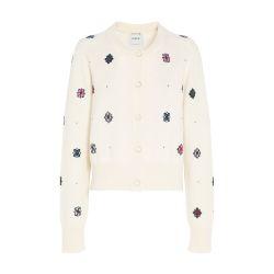 Cashmere and cotton cardigan with floral motif by BARRIE
