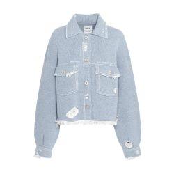 Cashmere fringed Denim Jacket by BARRIE