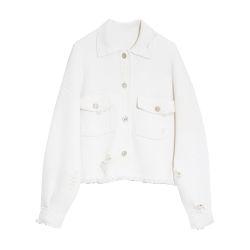 Cashmere fringed Denim Jacket by BARRIE