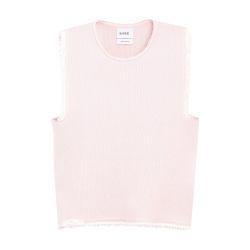 Denim fringed cashmere and cotton top by BARRIE