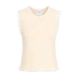 Denim fringed cashmere and cotton top by BARRIE