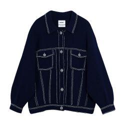 Denim oversized cashmere and cotton jacket by BARRIE