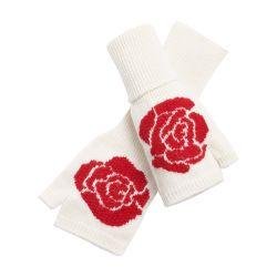 Fingerless gloves in cashmere and wool with a rose motif by BARRIE