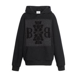 Hoodie with logo cashmere patch by BARRIE