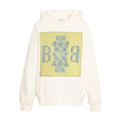 Hoodie with logo cashmere patch by BARRIE