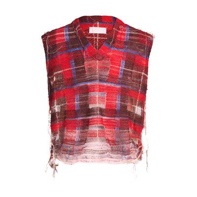 Iconic sleeveless  in cashmere jumper with floral embroidery by BARRIE