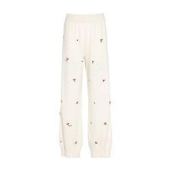 Iconic trousers in cashmere with floral embroidery by BARRIE