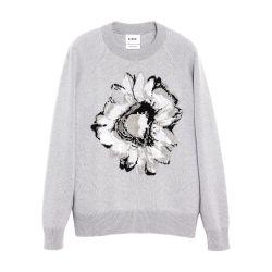 Jumper with a flower motif in cashmere and cotton by BARRIE