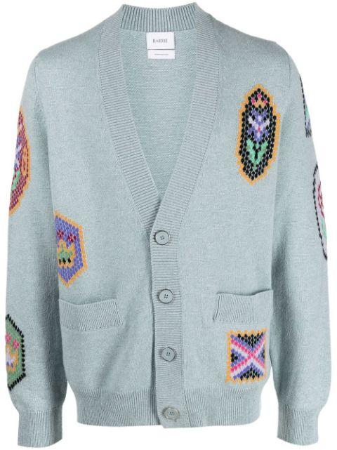 Scottish Symbols intarsia-knit cardigan by BARRIE