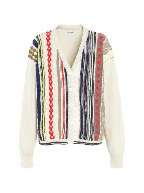 cashmere stripe motif cardigan by BARRIE