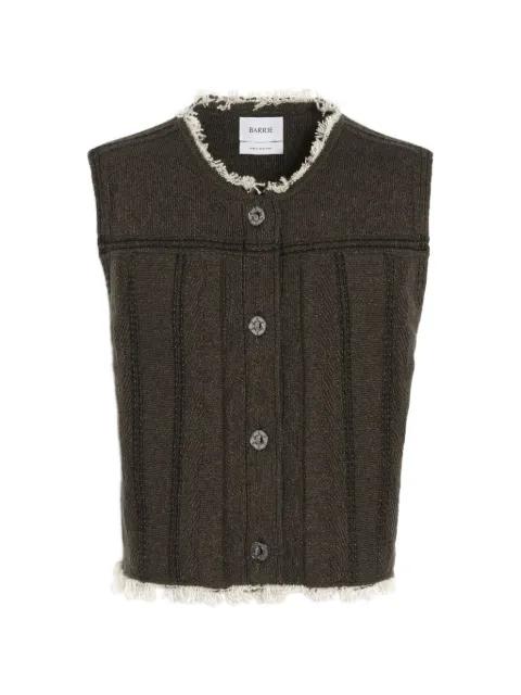 denim fringed sleeveless jacket by BARRIE