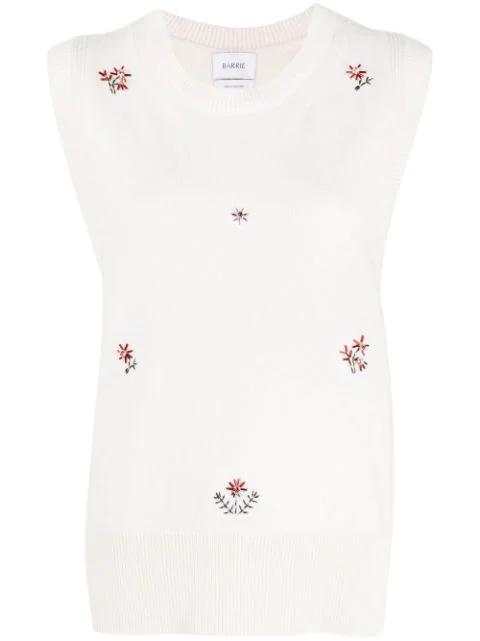 floral embroidered cashmere top by BARRIE