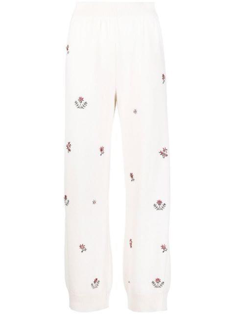 floral-embroidered cashmere trousers by BARRIE