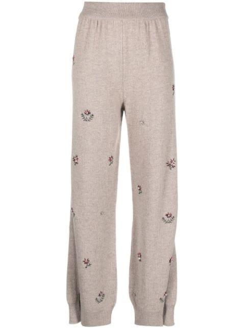 floral-embroidered cashmere trousers by BARRIE