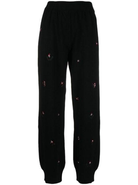 floral-embroidered cashmere trousers by BARRIE