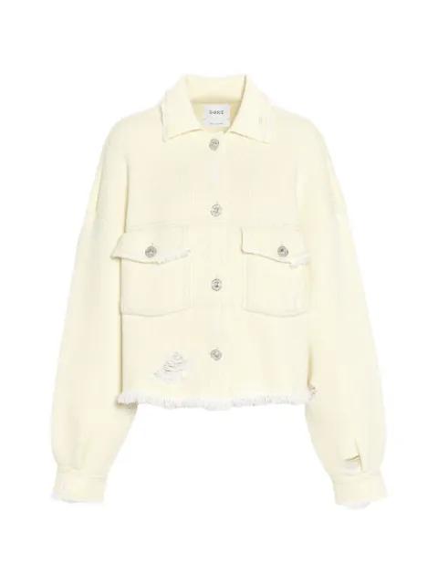 fringed-trim distressed-finish jacket by BARRIE