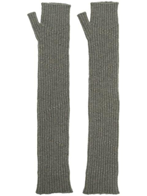 long knit fingerless gloves by BARRIE