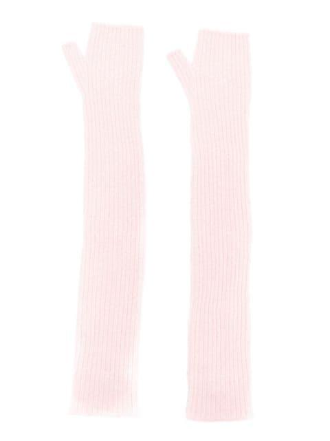 long knit fingerless gloves by BARRIE