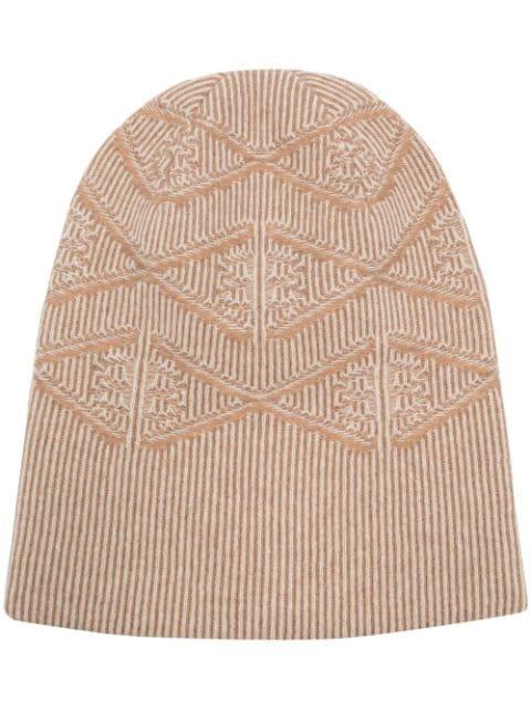 monogram motif cashmere beanie hat by BARRIE