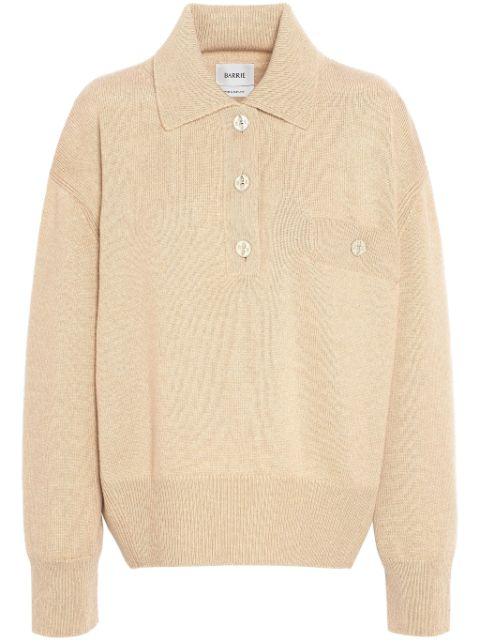 polo-collar cashmere jumper by BARRIE