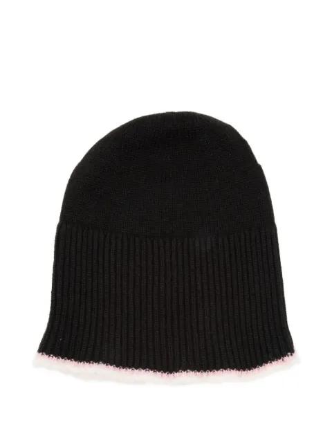 ribbed-trim beanie hat by BARRIE