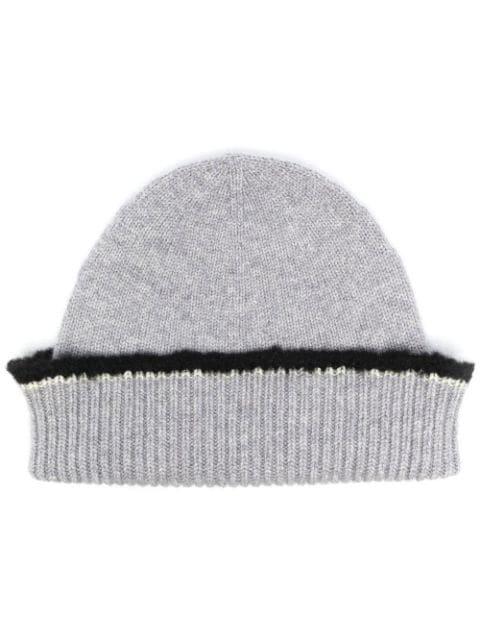 shearling-trim cashmere beanie by BARRIE