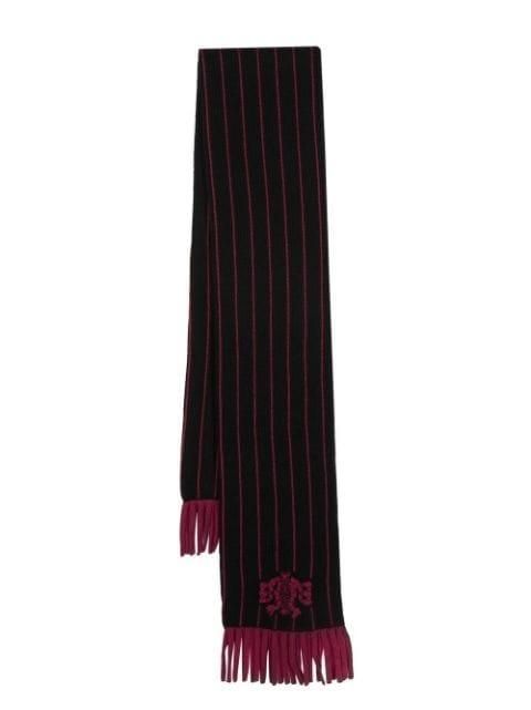 stripe-print logo-crest scarf by BARRIE