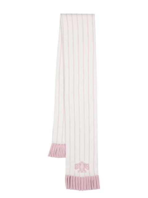 stripe-print logo-crest scarf by BARRIE