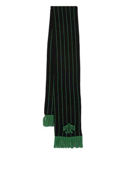 stripe-print logo-crest scarf by BARRIE