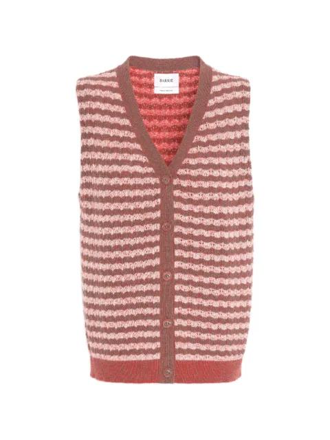 striped cashmere sleeveless cardigan by BARRIE