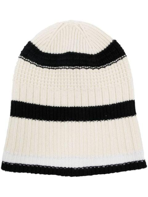 textured stripes cashmere beanie hat by BARRIE