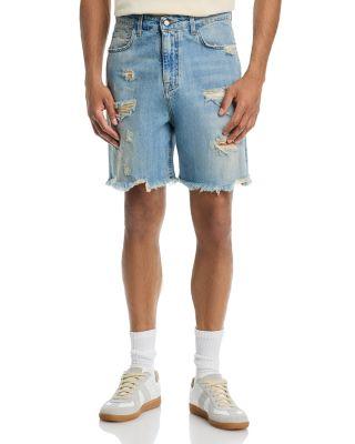 Slim Fit 6.5" Frayed Denim Shorts by BARROW