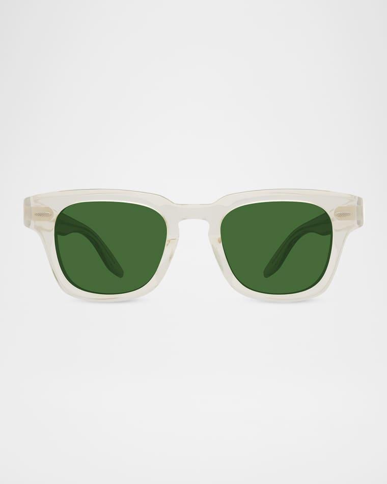 Men's Keyhole-Bridge Transparent Acetate Square Sunglasses by BARTON PERREIRA