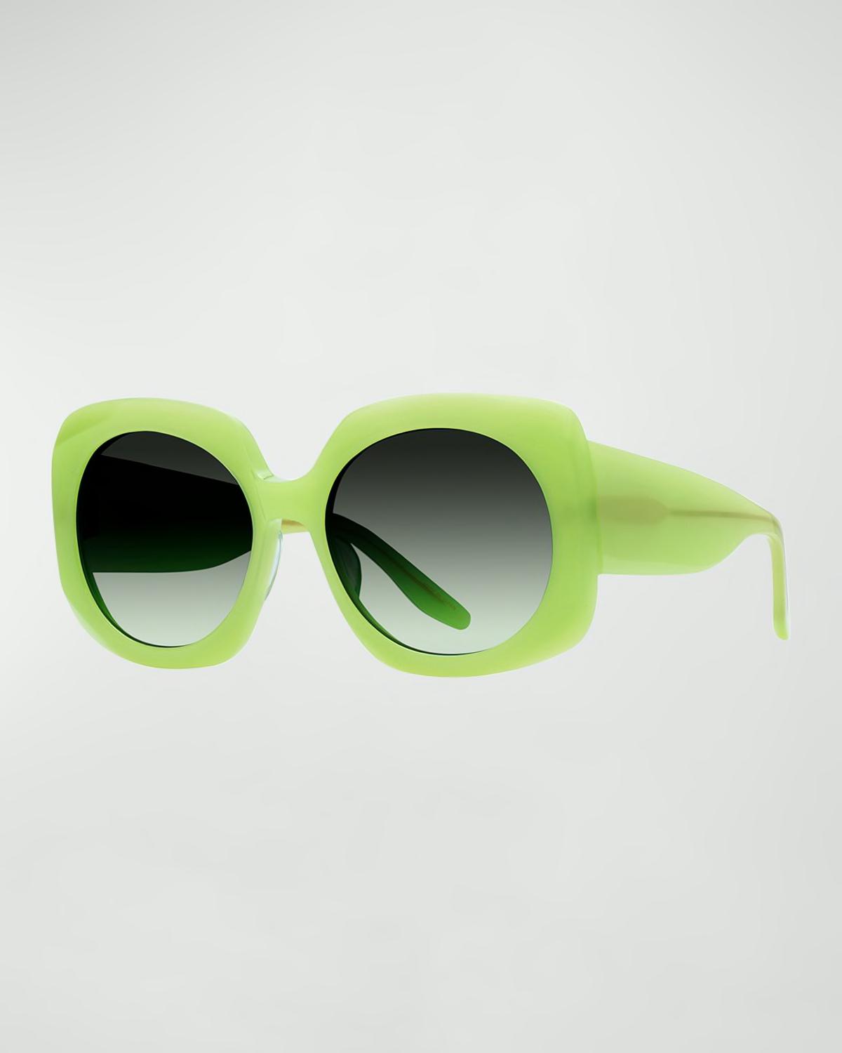 x Sarah Hoover Delia Lime Acetate Square Sunglasses by BARTON PERREIRA