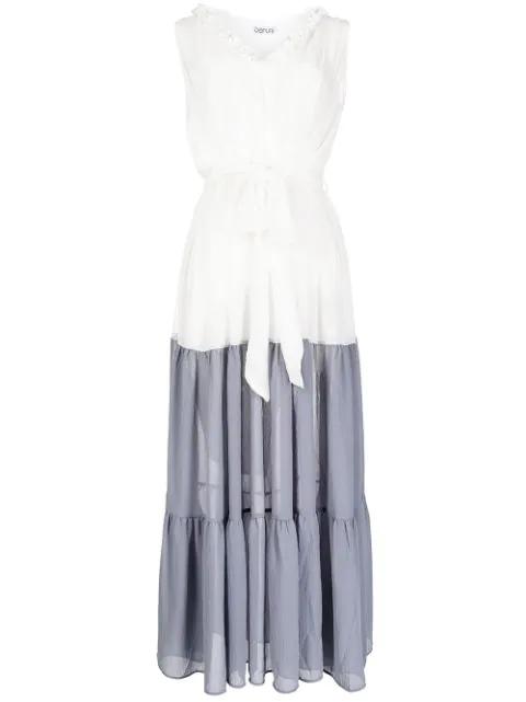 belted tiered evening gown by BARUNI