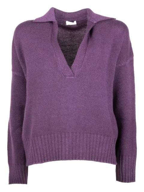 polo-collar V-neck top by BASE MILANO