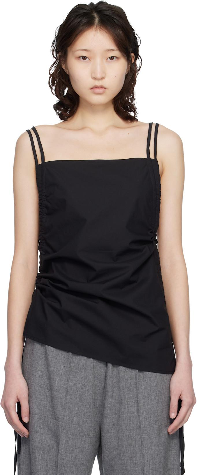 Black Pictorial Strap Camisole by BASERANGE