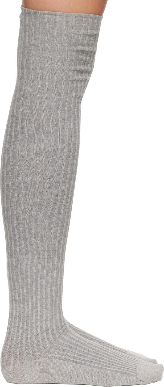 Gray Overknee Socks by BASERANGE