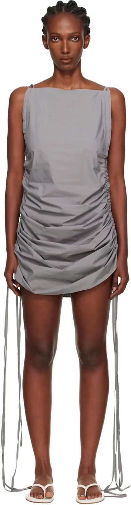 Gray Pictorial Strap Midi Dress by BASERANGE