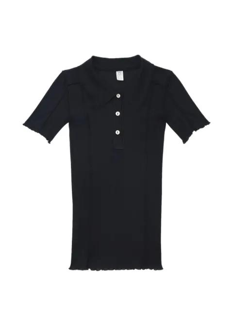 Omato ribbed-knit polo T-shirt by BASERANGE