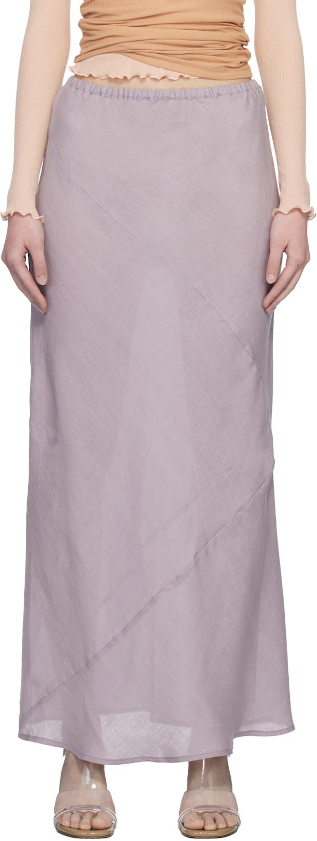 Purple Fine Linen Larva Maxi Skirt by BASERANGE