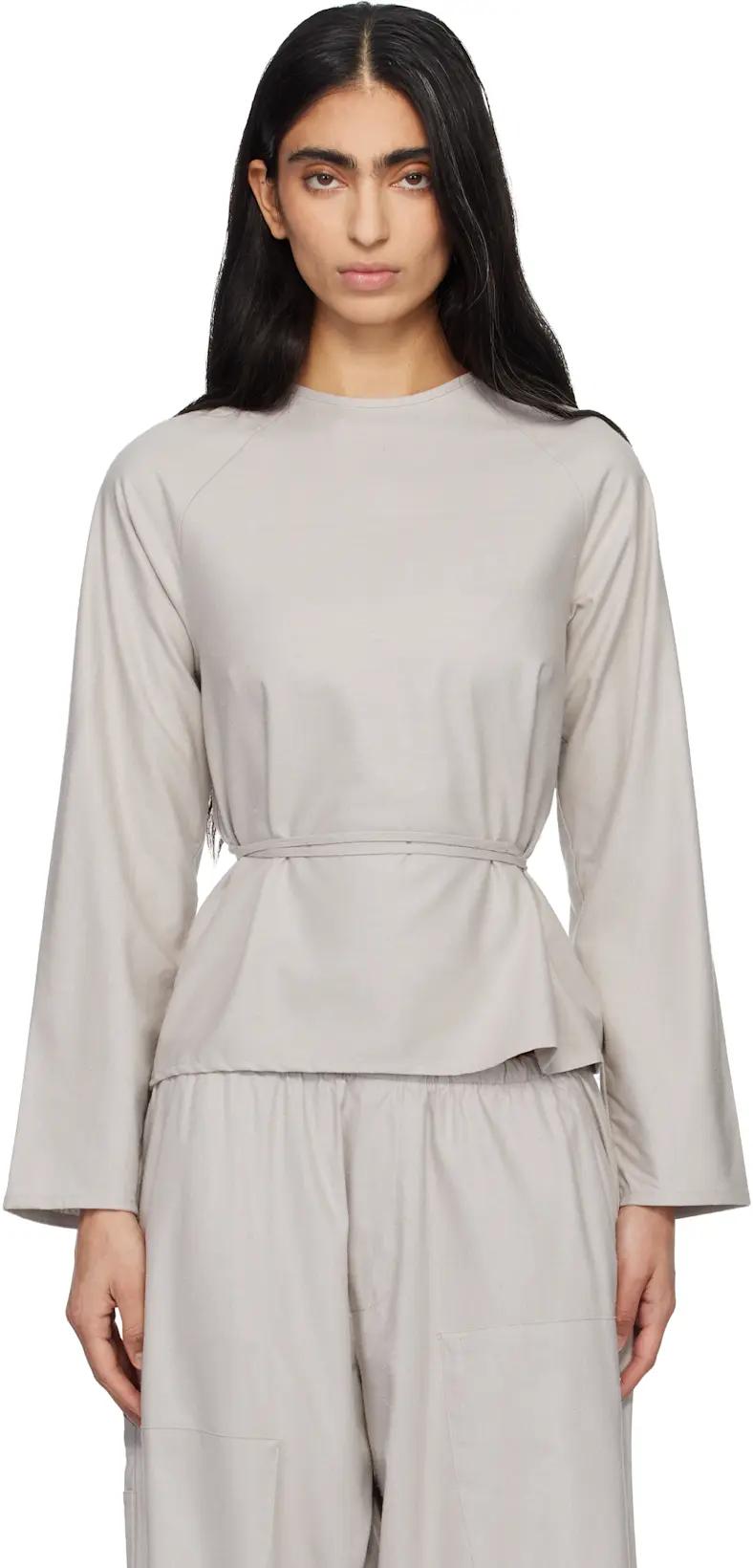 Taupe Long Sleeve Apron Top by BASERANGE
