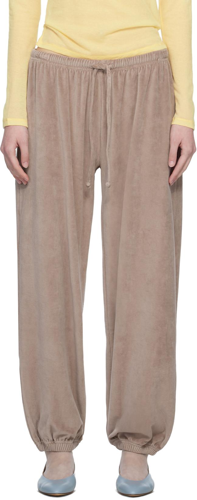 Taupe Velour Pillow Sweatpants by BASERANGE