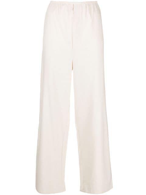 elasticated-waist silk palazzo pants by BASERANGE
